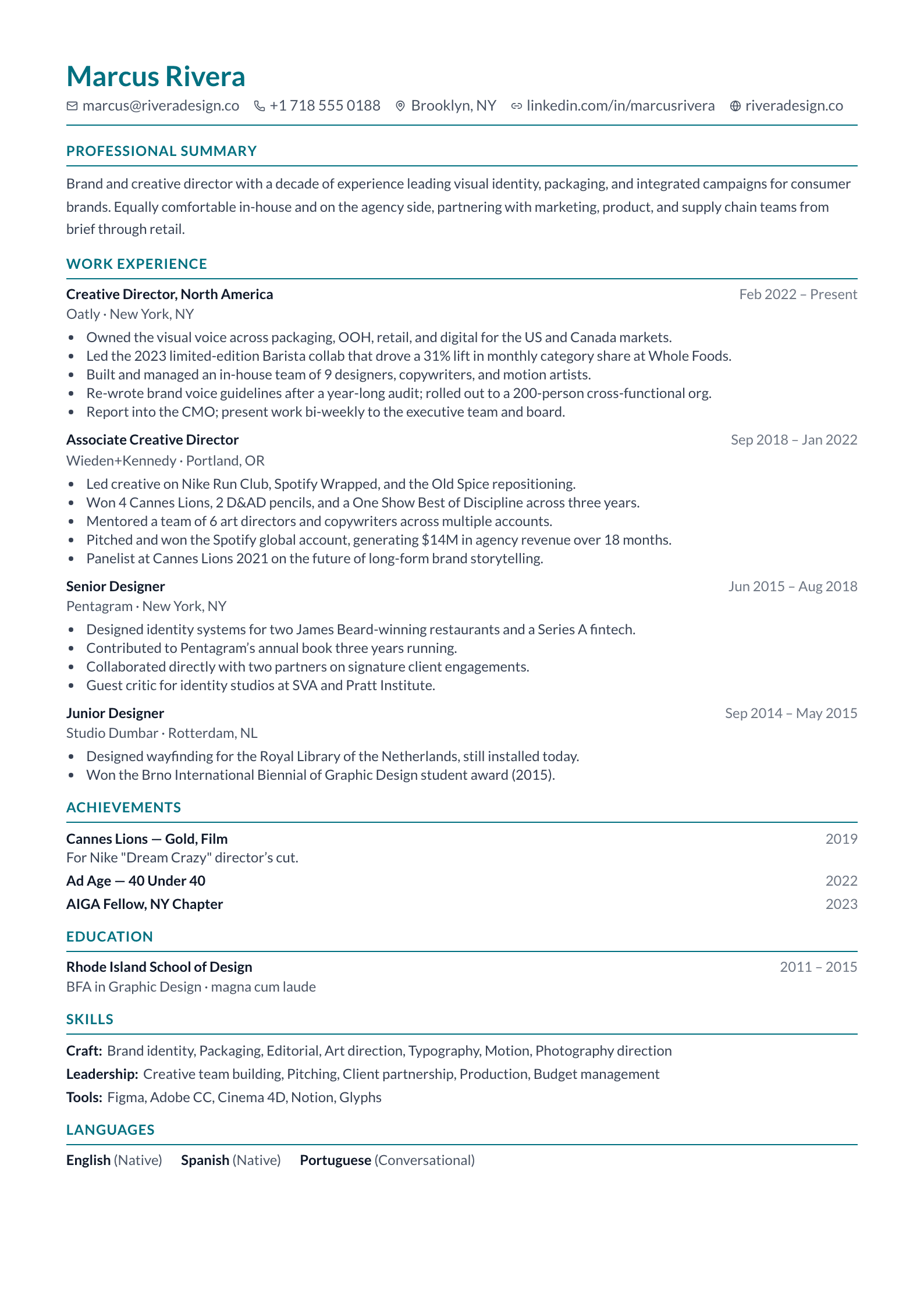 Creative resume template preview