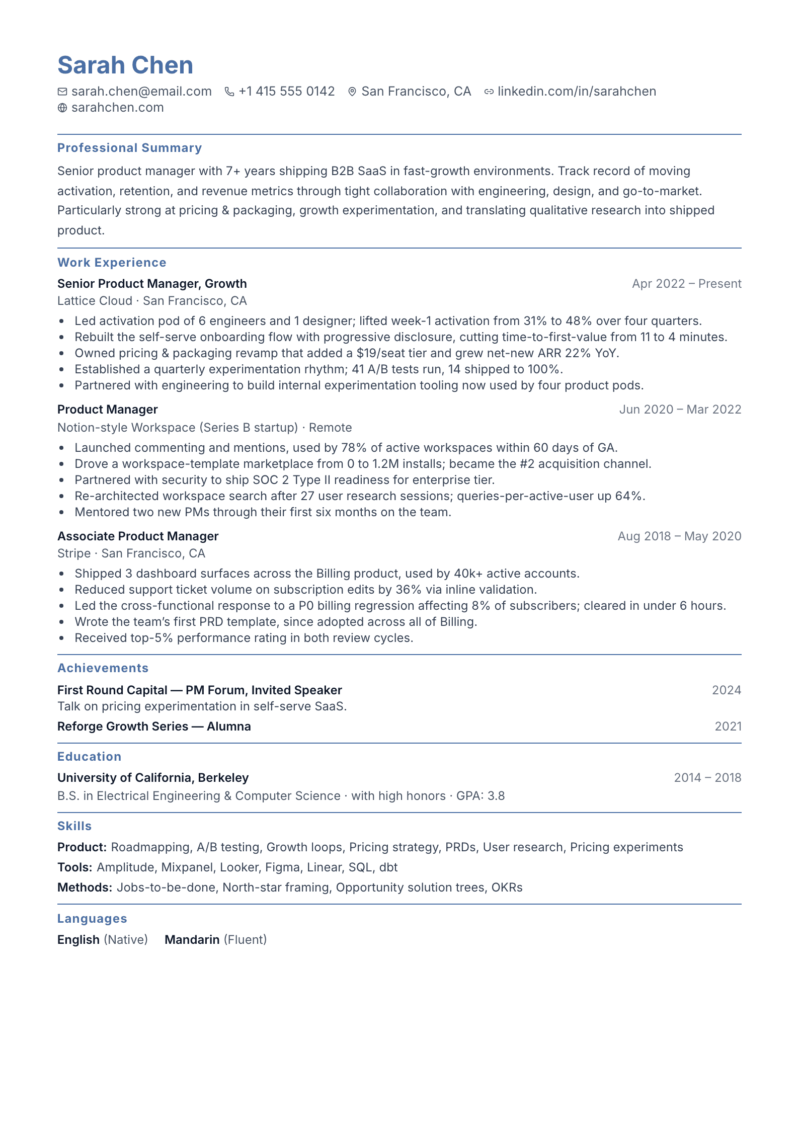 Modern resume template preview