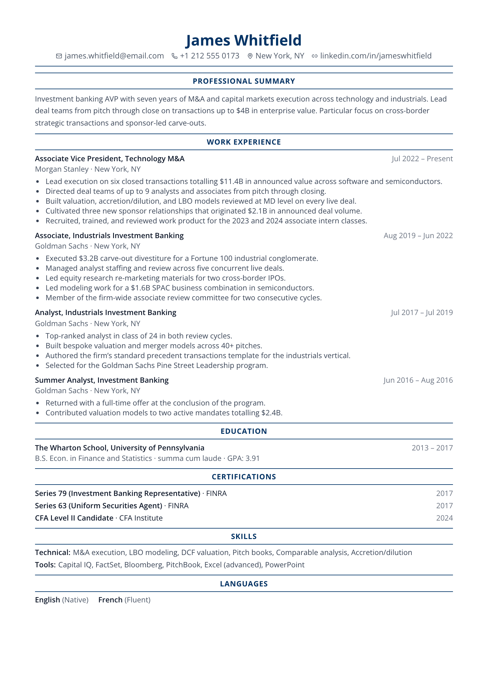 Professional resume template preview